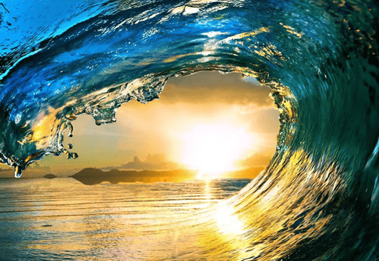 Sunset Rolling Seawater Backdrop For Summer Holiday Photography