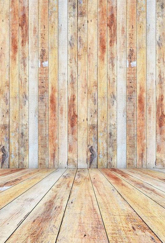 Retro Khaki Printed Wood Floor Texture Mat Backdrop