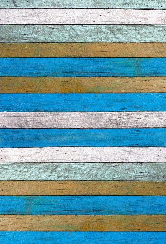 Unique Wood Floor Texture Blue Backdrop for Photography
