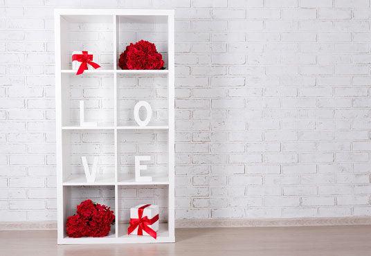 White Brick Wall Love Valentine's Day Backdrop