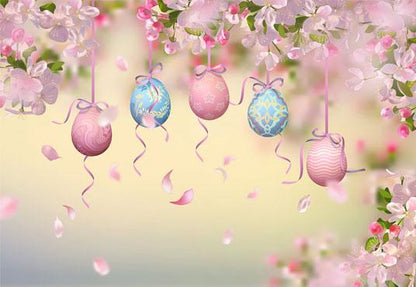 Pink Flowers Easter Eggs Photography Backdrops