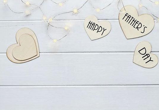 Love Heart Card On White Wood Floor Decoration Backdrop for Father's Day Photography
