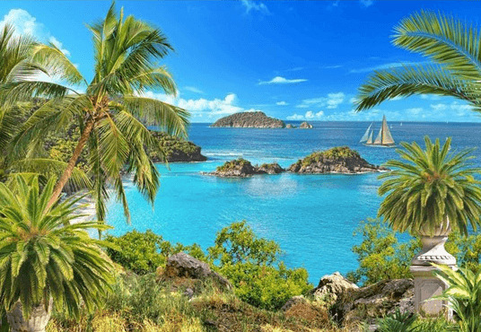 Beautiful Sea and Beach Blue Sky Landscape Backdrop for Summer Sea Theme Photography