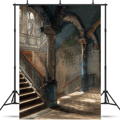 Bright Window View Dark Grunge Room Photography Backdrop SBH0225