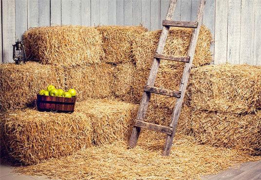 Wooden Straw Autumn Photography Backdrop