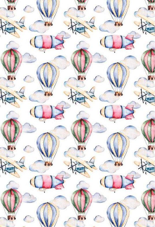 Hot Air Balloons Helicopters Airplanes Backdrop for Photography