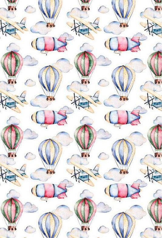 Hot Air Balloons Helicopters Airplanes Backdrop for Photography