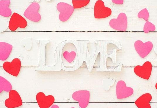 Pink Red Heart White Wood Floor Backdrop For Mother's Day Photography