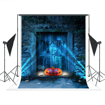 Spooky Orange Halloween Pumpkin Old House Backdrop SBH0174