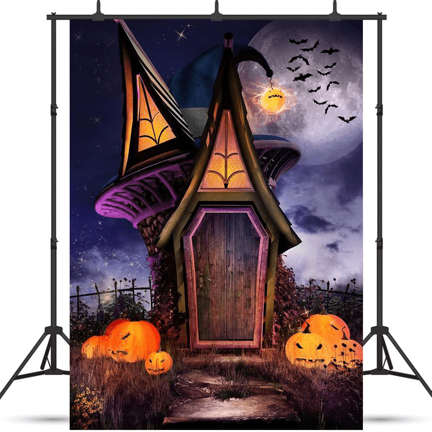 Magic House Purple Pumpkin Halloween Photography Backdrop for Party