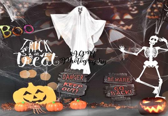 Halloween Ghost Thick or Treat Backdrop for AGR Photography