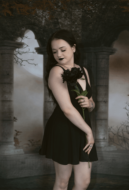 Castle Ruins With Red Leaves Photography Backdrop SBH0254