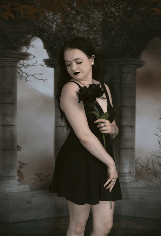 Castle Ruins With Red Leaves Photography Backdrop SBH0254