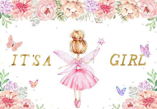 Angel Flower Girl Photography Backdrop for Baby Shower