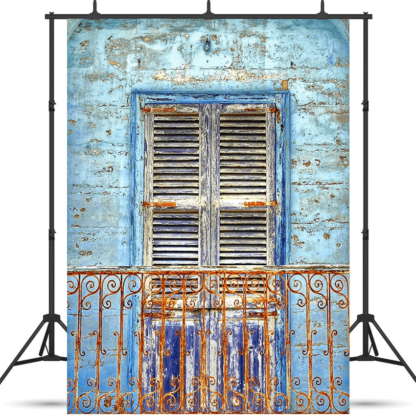 Rusty Iron Balcony Old Wall Backdrop for Photography SBH0195