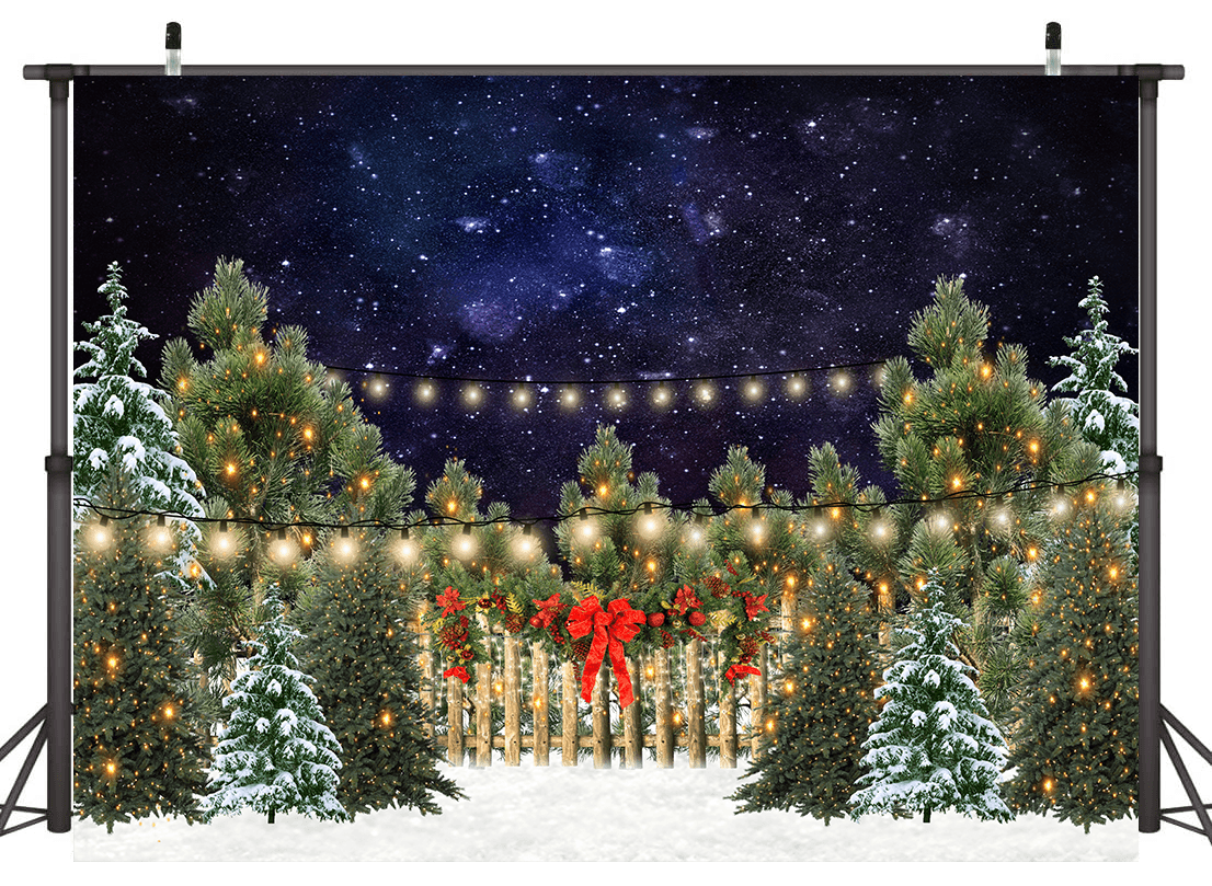 Christmas Lights and Snow Backdrop in Photo Studio SBH0280
