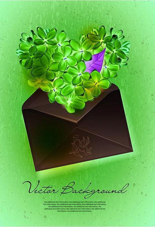 Love Heart Backdrop Valentine's Day Green Photography Background