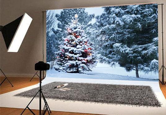 Winter Snow Cover Pine Photo Backdrops