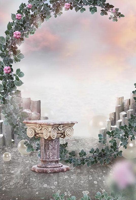 Spring Crescent Flower Leaves Backdrop For Photography