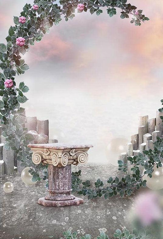 Spring Crescent Flower Leaves Backdrop For Photography