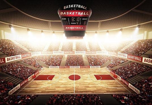 Sports Bright Lights Backdrop Basketball Field Photography Background