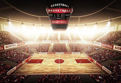 Sports Bright Lights Backdrop Basketball Field Photography Background