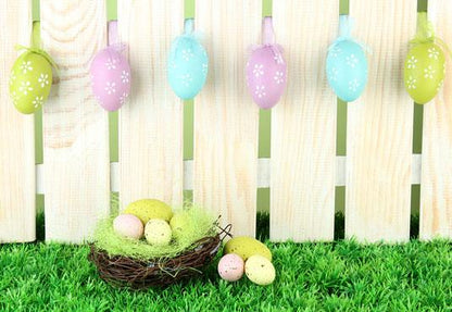 Easter Fence Colorful Eggs Photo Booth Prop Backdrops
