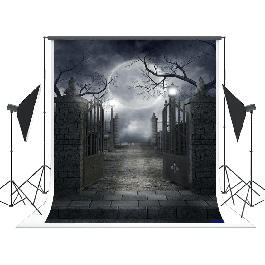 Door of hell Bright Moon Halloween Photography Backdrops