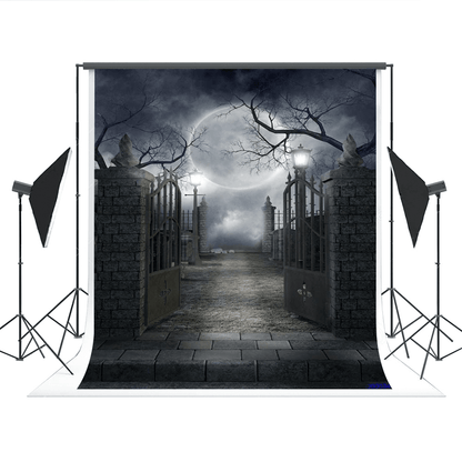 Door of hell Bright Moon Halloween Photography Backdrops