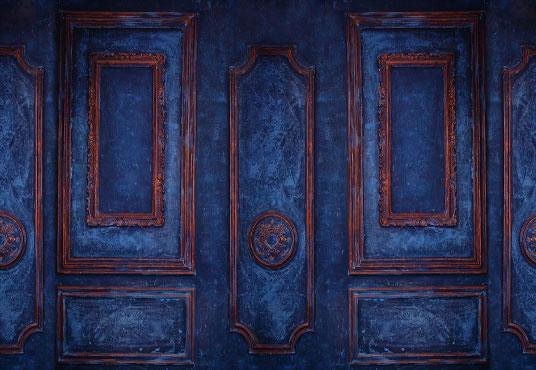 Vintage Jean Blue Wall Bronze Border Photo Studio Backdrops for Wedding
