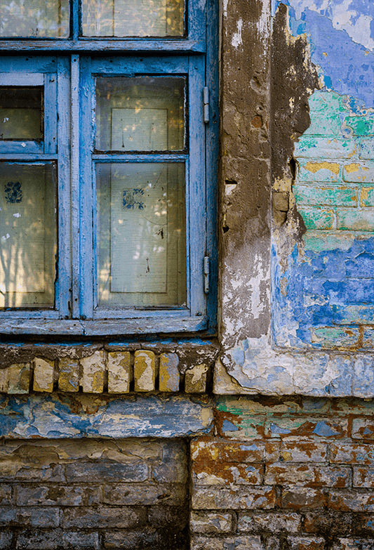 A Blue Weathered Rustic Old Wooden Window Photography Backdrop SBH0182