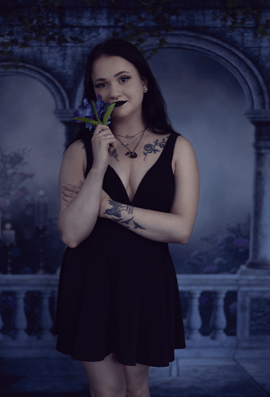 Night Scenery With Gothic Balcony Photography Backdrop SBH0256