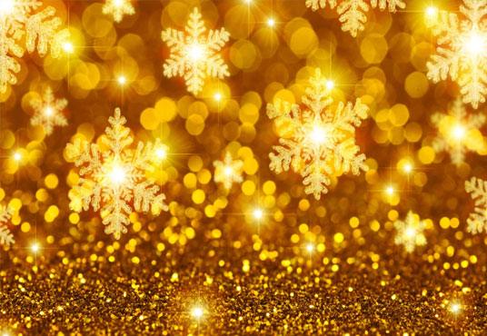 Bokeh Gold Glitter Snowflake Backdrop for Photography