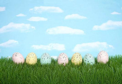 Blue Sky White Cloud Easter Green Grass Backdrops