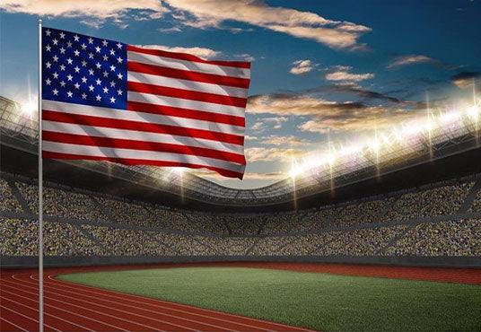 Stadium Hanging American Flag  Backdrop Football Field Photography Background