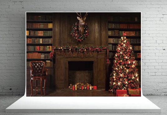 Vintage Christmas Elk Backdrop for Photo Studio