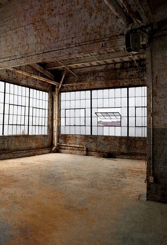 Old Glass Windows At Abandoned Factory Photography Backdrop SBH0200