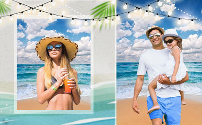 Sea Beach Digital Photo Backdrop Ocean Background Sky Clouds Backdrop for Photography S-576