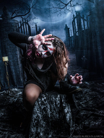 Door of hell Bright Moon Halloween Photography Backdrops