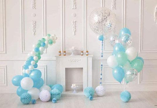 Blue Balloon Birthday Baby Show Photo Backdrops