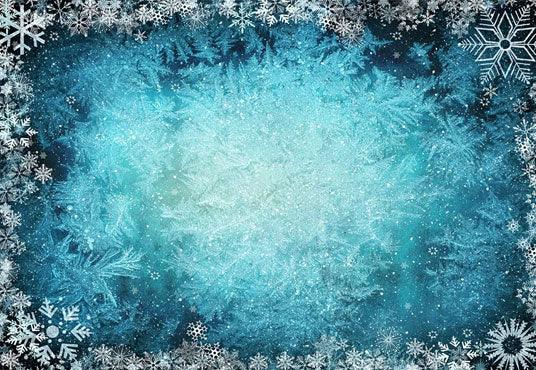 Winter Blue Snowflake Ice Photo Backdrop for Studio