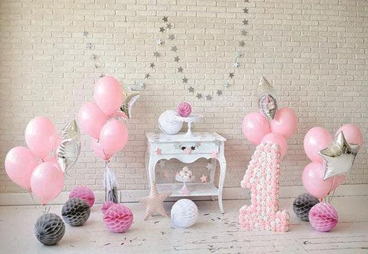 Pink Princess 1st Baby Birthday Photo Backdrop
