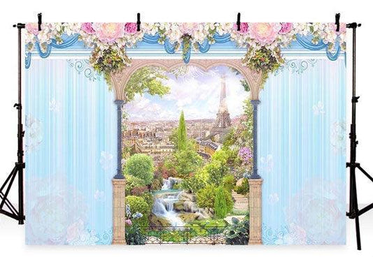 Wedding Overlook Outside The Door Backdrop Ice Curtain With Flowers Photography Background