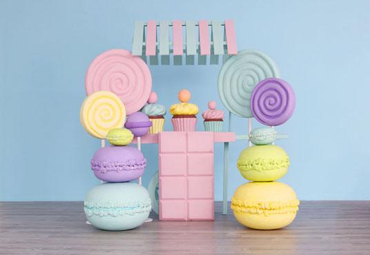 Macron Sweet Candy Mint Wood Floor Newborn Backdrops for Studio