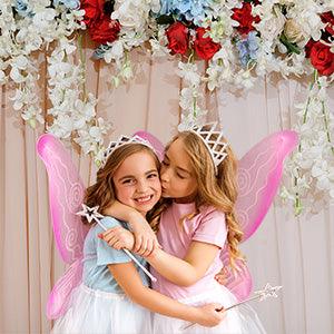 Red and blue Floral Curtain Backdrop Photography Backdrops for Pictures Newborn Birthday Wedding Party Decoration