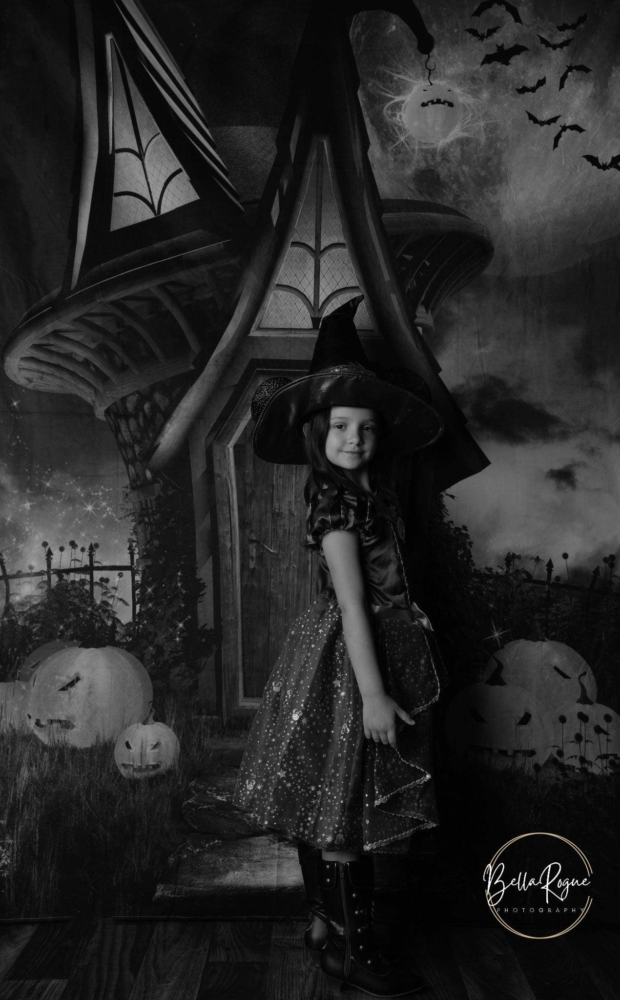 Magic House Purple Pumpkin Halloween Photography Backdrop for Party