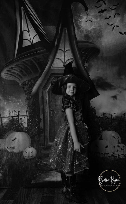 Magic House Purple Pumpkin Halloween Photography Backdrop for Party