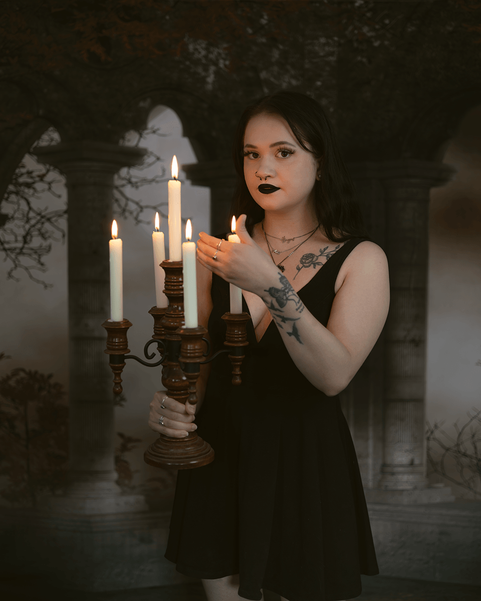 Castle Ruins With Red Leaves Photography Backdrop SBH0254