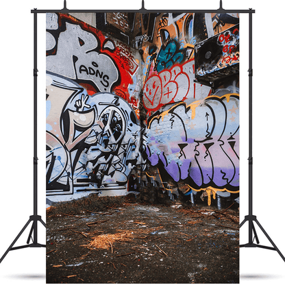 Painted Graffiti Wall Abandoned House Photography Backdrop SBH0206