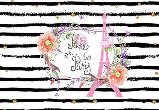 Paris Eiffel Tower Flower Photo Backdrop for Baby show